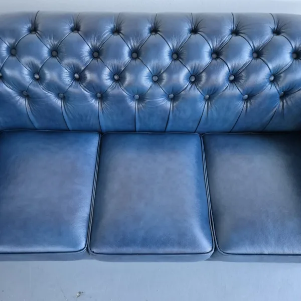 Chesterfield Sofa Couch Leder Blau 2,07 m - immagine 4