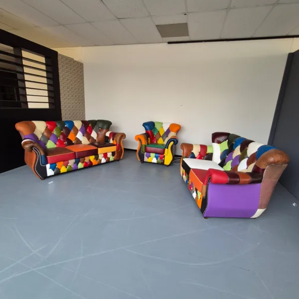 Chesterfield Couchgarnitur Modell Karneval 3-2-1 Leder - immagine 4