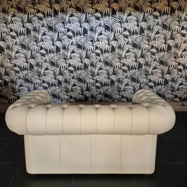 Chesterfield Couchgarnitur Cremeweiß 3-2-1 Leder - immagine 8