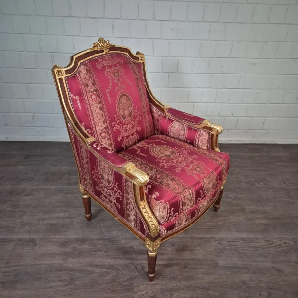Barocksessel Sessel Barockstil Gold-Rot - immagine 7