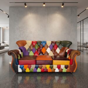 Chesterfield Sofa Couch Leder Modell Karneval 1,95 m