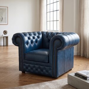 Chesterfield Sessel Leder Blau