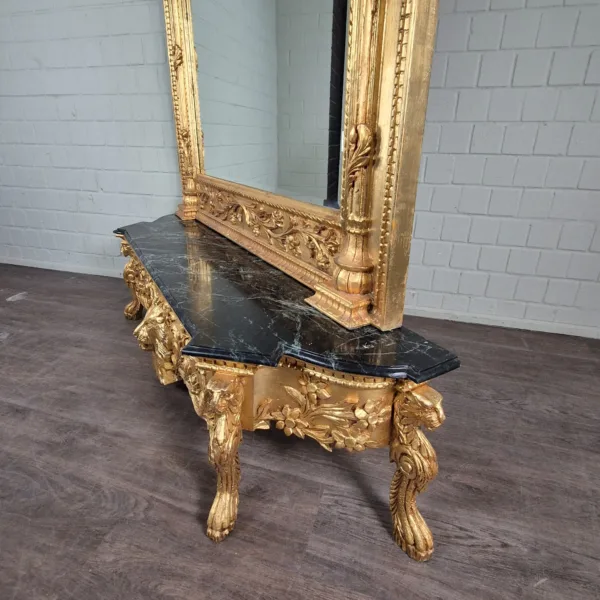 Konsolentisch mit Wandspiegel 1,78 m Barockstil Marmor Gold - immagine 5