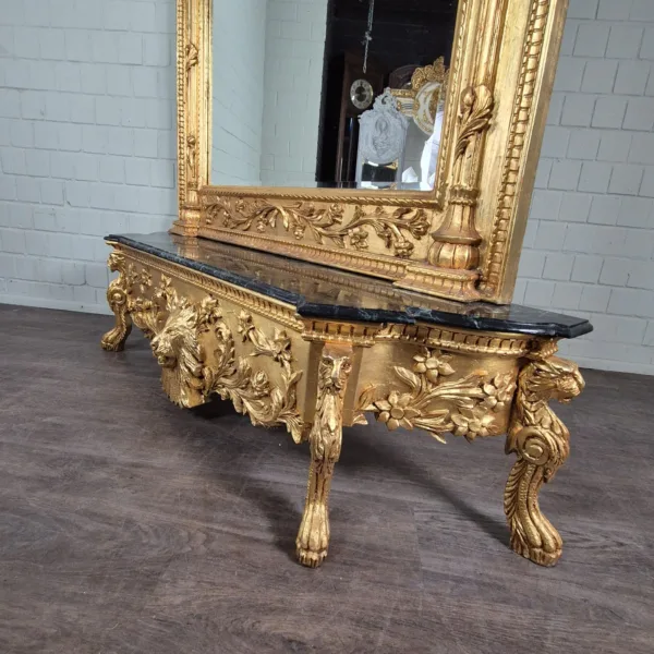 Konsolentisch mit Wandspiegel 1,78 m Barockstil Marmor Gold - immagine 7