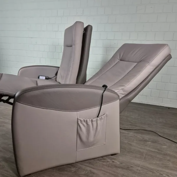 Elektrisches Relaxsofa Relaxcouch Sofa Leder Beige 1,30 m - immagine 12