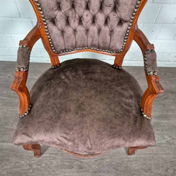 Barockstuhl Stuhl Barockstil Braun-Mahagoni - immagine 5