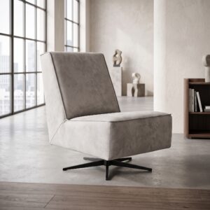 Retro Design Sessel Weiß-Grau Leder