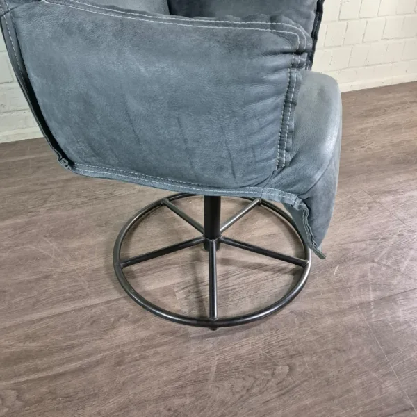 Design Sessel Blau-Grau Leder - immagine 7