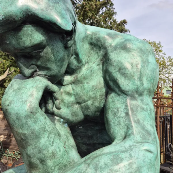 Skulptur Deko-Figur Der Denker Bronze 1,80 m - immagine 7