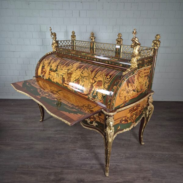 Schreibtisch Louis XV Stil Nussbaum Bronze 1,70 m - immagine 14