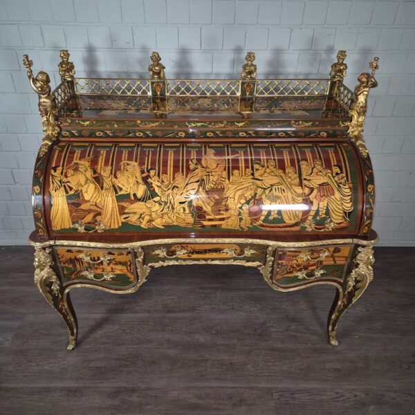 Schreibtisch Louis XV Stil Nussbaum Bronze 1,70 m - immagine 3