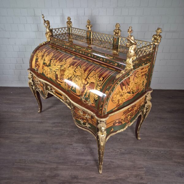 Schreibtisch Louis XV Stil Nussbaum Bronze 1,70 m