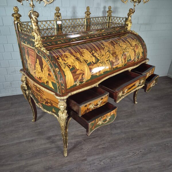 Schreibtisch Louis XV Stil Nussbaum Bronze 1,70 m - immagine 25