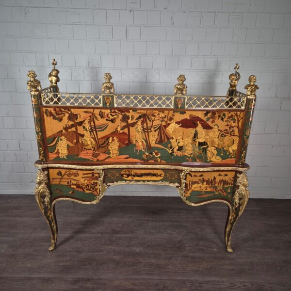 Schreibtisch Louis XV Stil Nussbaum Bronze 1,70 m - immagine 29