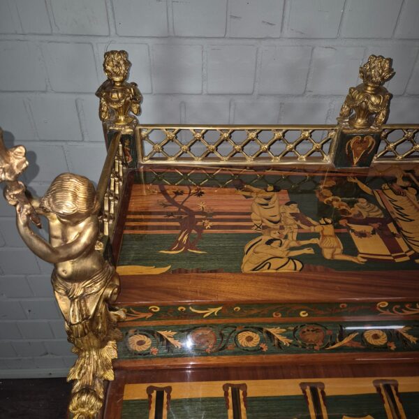 Schreibtisch Louis XV Stil Nussbaum Bronze 1,70 m - immagine 20