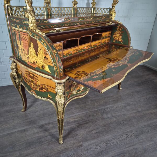 Schreibtisch Louis XV Stil Nussbaum Bronze 1,70 m - immagine 15