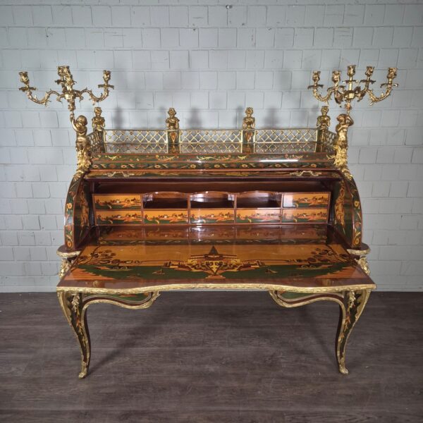 Schreibtisch Louis XV Stil Nussbaum Bronze 1,70 m - immagine 17