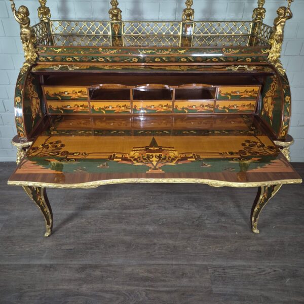 Schreibtisch Louis XV Stil Nussbaum Bronze 1,70 m - immagine 19