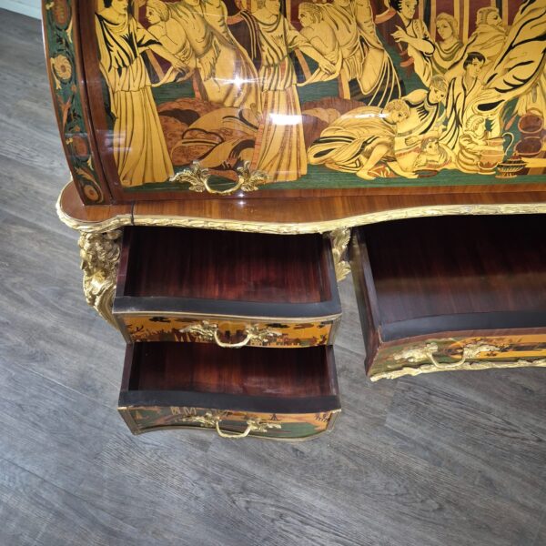 Schreibtisch Louis XV Stil Nussbaum Bronze 1,70 m - immagine 26