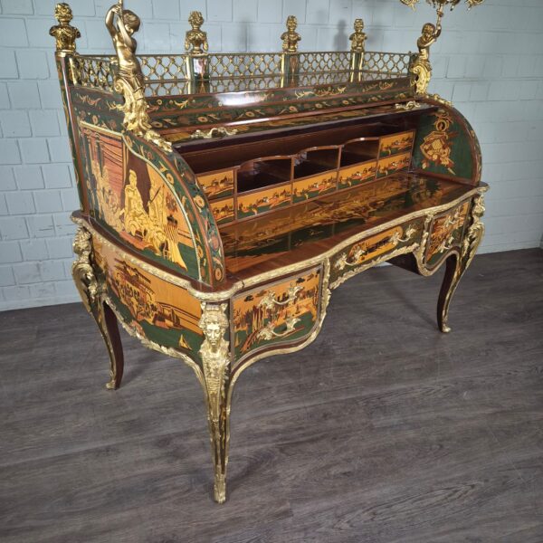 Schreibtisch Louis XV Stil Nussbaum Bronze 1,70 m - immagine 16
