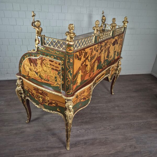 Schreibtisch Louis XV Stil Nussbaum Bronze 1,70 m - immagine 27