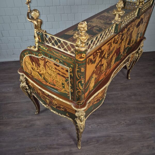 Schreibtisch Louis XV Stil Nussbaum Bronze 1,70 m - immagine 28