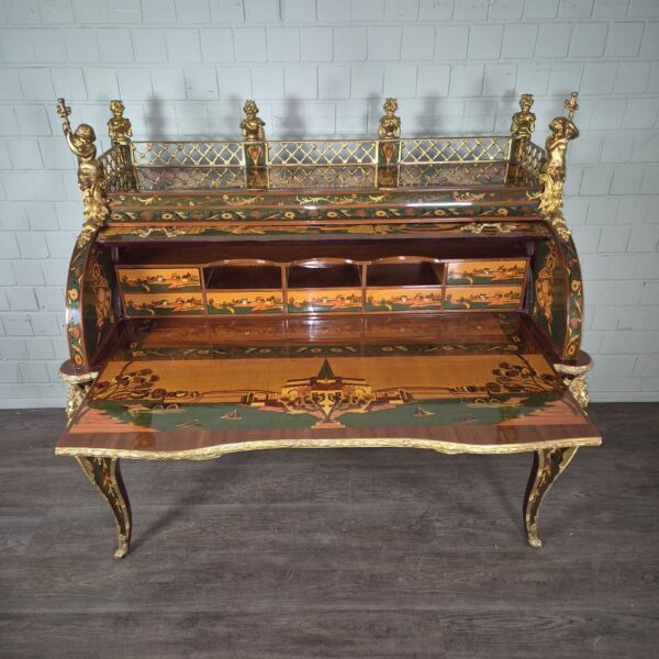 Schreibtisch Louis XV Stil Nussbaum Bronze 1,70 m - immagine 18