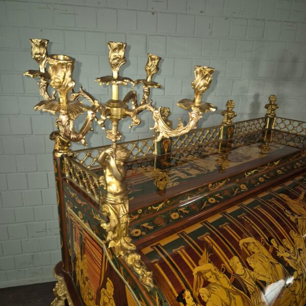 Schreibtisch Louis XV Stil Nussbaum Bronze 1,70 m - immagine 5