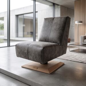 Design Sessel Grau-Braun Leder