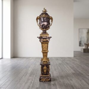 Säule mit Vase Bronze Marmor Schwarz 1,77 m
