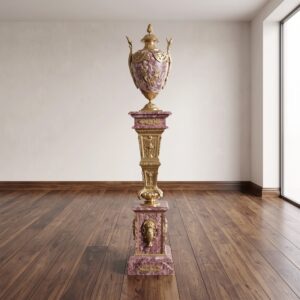 Säulen mit Vasen Bronze Marmor Rot 1,75 m