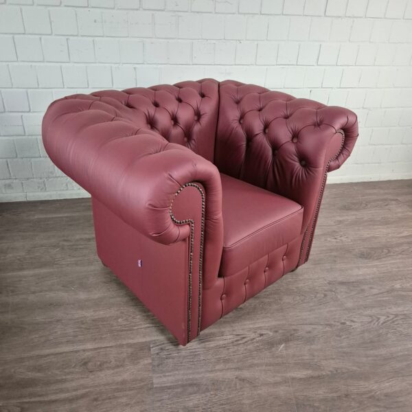 Chesterfield Sessel Leder Weinrot