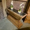 Wandtisch Konsolentisch Teakholz Marmor 1,38 m - immagine 2