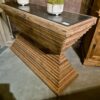 Wandtisch Konsolentisch Teakholz Marmor 1,38 m - immagine 3
