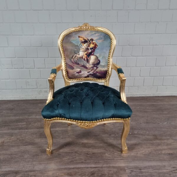 Barockstuhl Stuhl Barockstil Napoleon Gold-Minttürkis - immagine 3