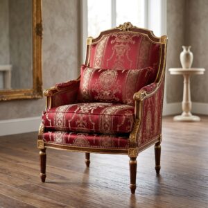 Barocksessel Sessel Barockstil Gold-Weinrot