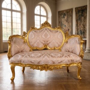 Bank Couch Sofa Barockstil Gold-Altrosa 1,45 m