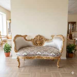 Bank Couch Sofa Barockstil Gold-Silber 1,40 m