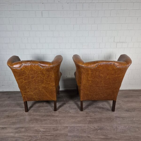 Chesterfield Sessel Set Leder Old-Cognac - immagine 6