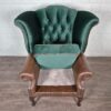 Chesterfield Sessel Leder Samt Dunkelgrün Braun - immagine 11