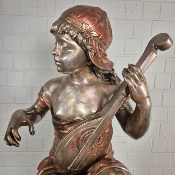 Skulptur Dekoration Kind Mandoline Bronze 1,54 m - immagine 5
