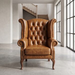 Chesterfield Damen-Sessel Leder Old-Cognac