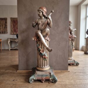 Skulptur Dekoration Kind Mandoline Bronze 1,54 m