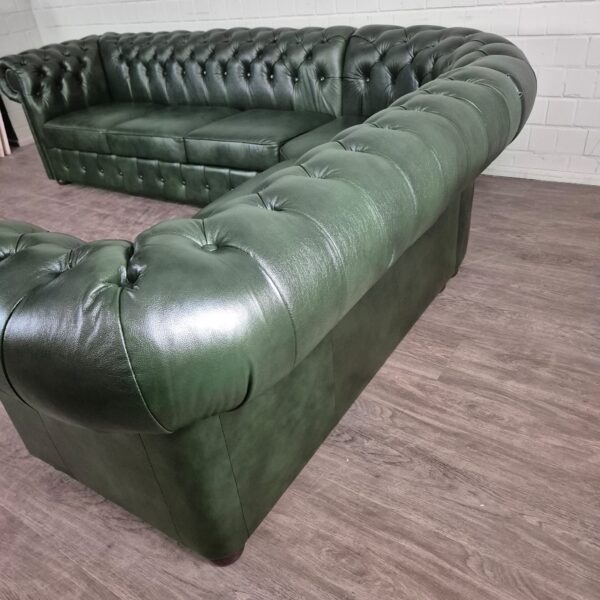 Chesterfield Sofa Eckcouch Ecksofa Dunkelgrün 2,90 m x 2,40 m - immagine 9