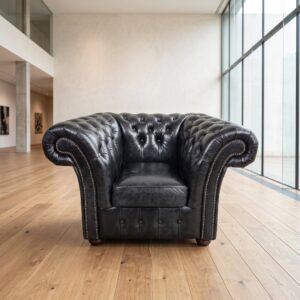 Chesterfield Sessel Leder Schwarz