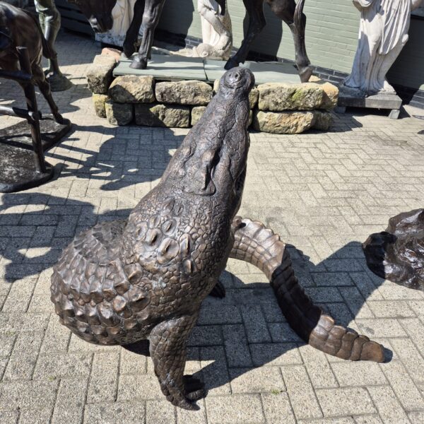 Skulptur Deko-Figur Krokodil Bronze 1,37 m - immagine 5