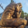 Skulptur Deko-Figur Der Denker Bronze 1,80 m - immagine 3