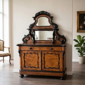 Halbschrank Anrichte mit Aufsatz Biedermeier 1850 Nussbaum