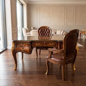 Schreibtisch Barockstil inkl. Stühle Nussbaum 1,80 m x 0,90 m