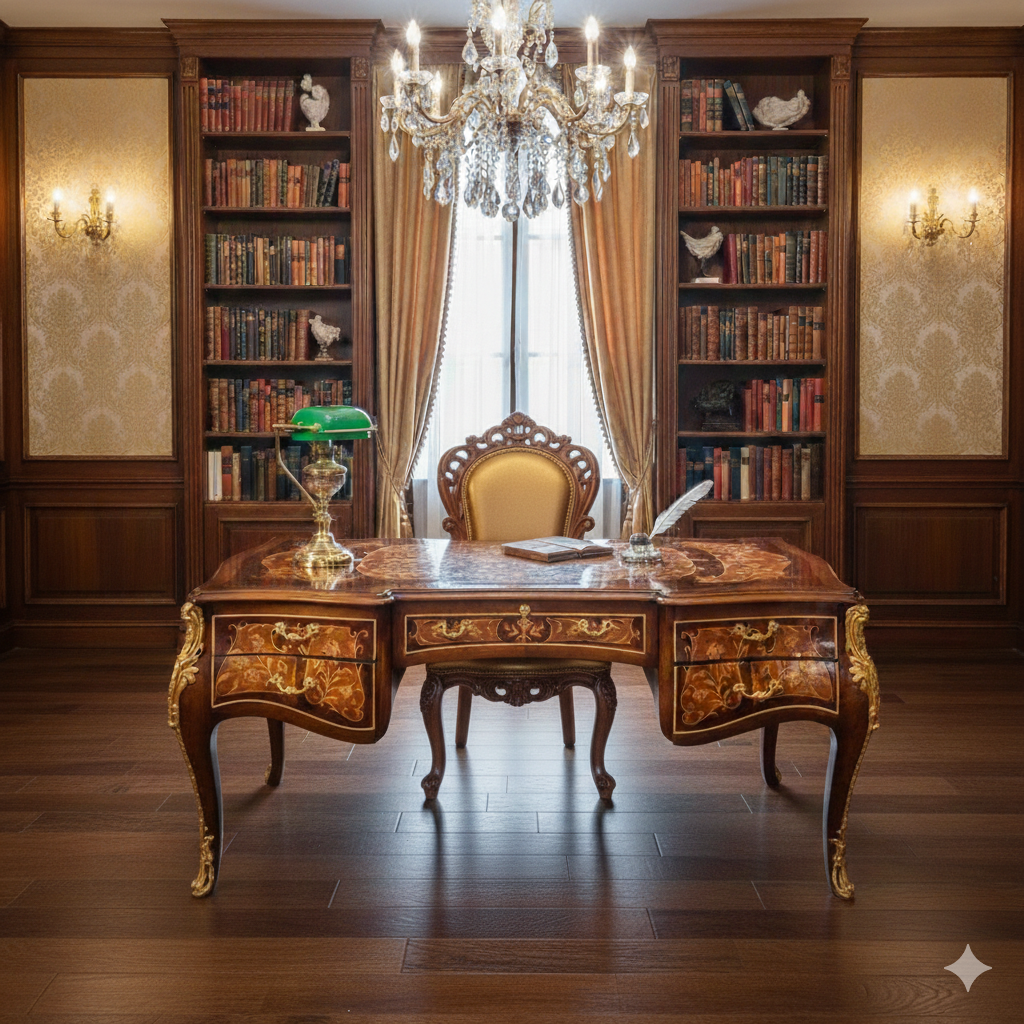 Schreibtisch Barockstil Nussbaum 1,80 m x 0,90 m - immagine 2